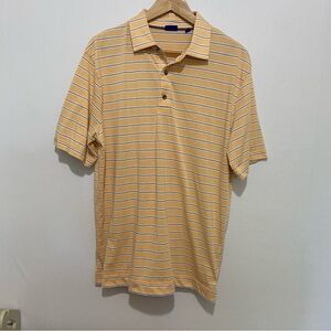 FootJoy Polo Shirt Size Large Yellow‎ Striped Golf Performance Short Sleeve